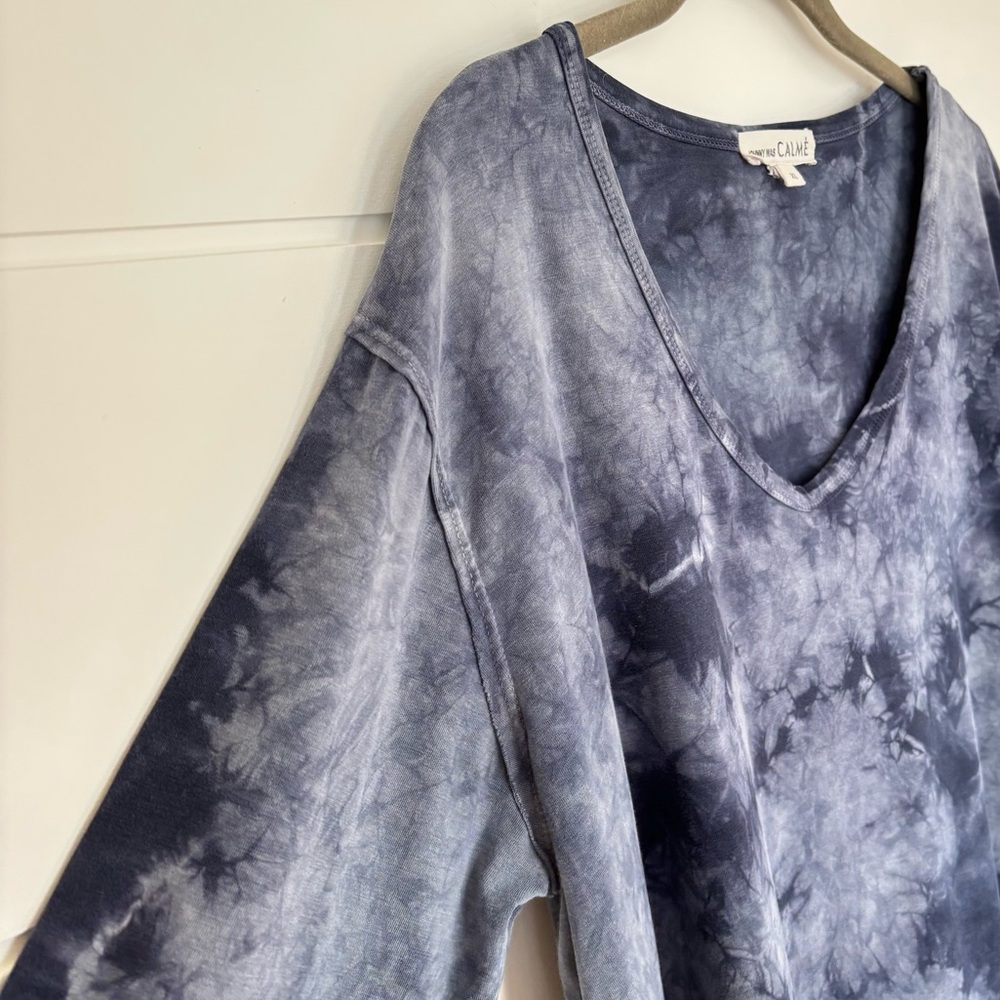 JOHNNY WAS CALMÉ Women’s Blake tie dye long sleeve tee shirt Blue Size XL - Picture 8 of 13
